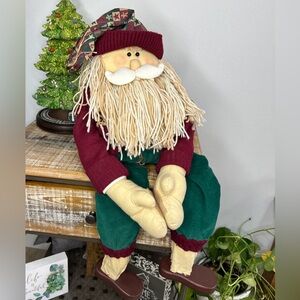 Vintage Christmas Santa Claus Shelf Mantle Sitting Figurine Decor One Of A Kind